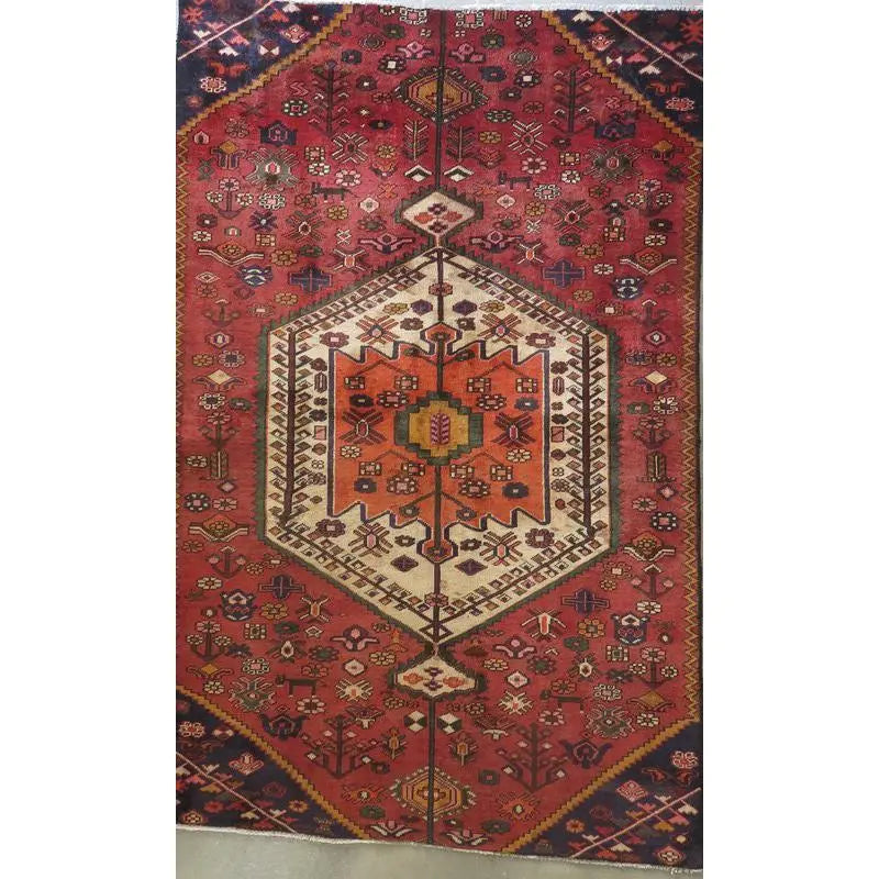 One Of The Kind Hand-Knotted Persian Wool Rug _ Luxurious Vintage Design, 10'8" x 7'6", Artisan Crafted
